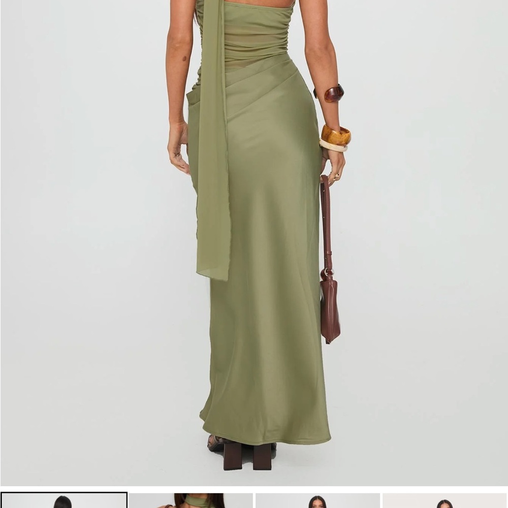 Princess Polly Olive Green Maxi Skirt with Draped Sash